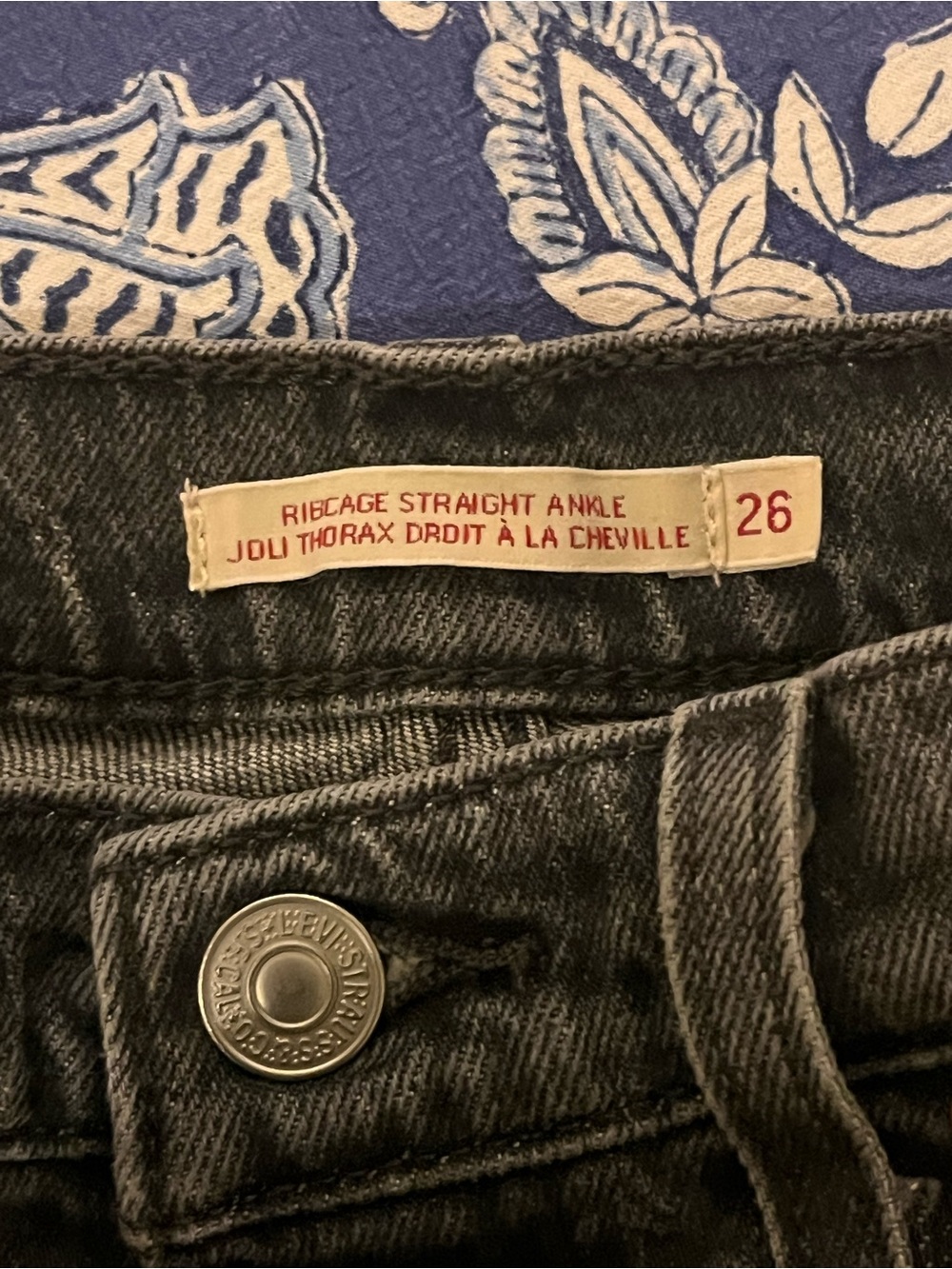 Levi's Ribcage Straight Ankle Black Washed Jeans 26 - Picture 9 of 11